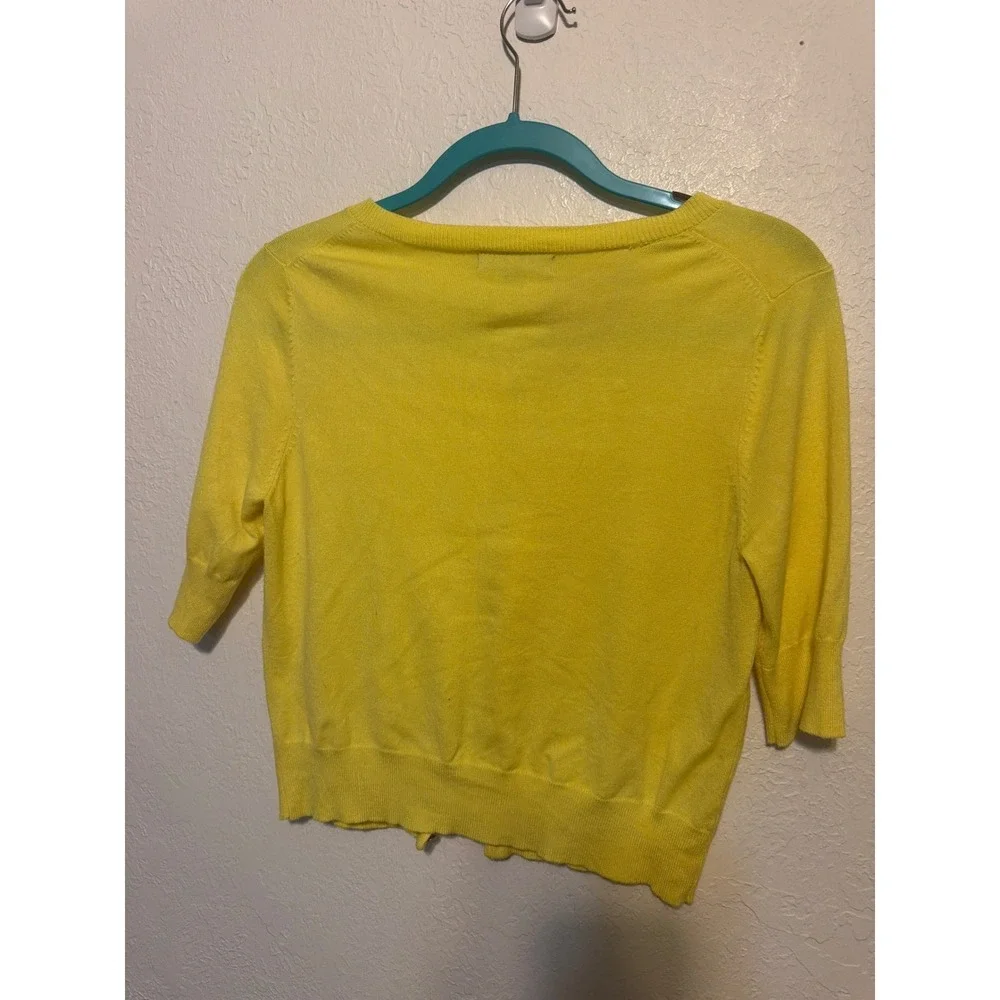 Express‎ Design Studio Yellow Rhinestone Button V-Neck Cardigan Medium RN55285